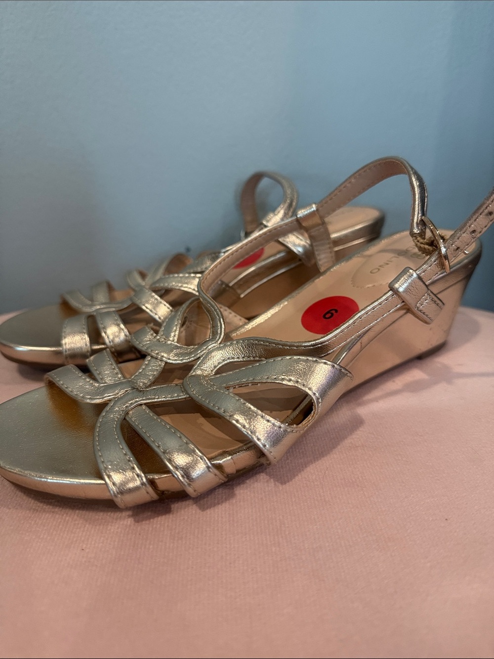 Womens/ Kids Metallic Slingback Wedge Sandals - Gold